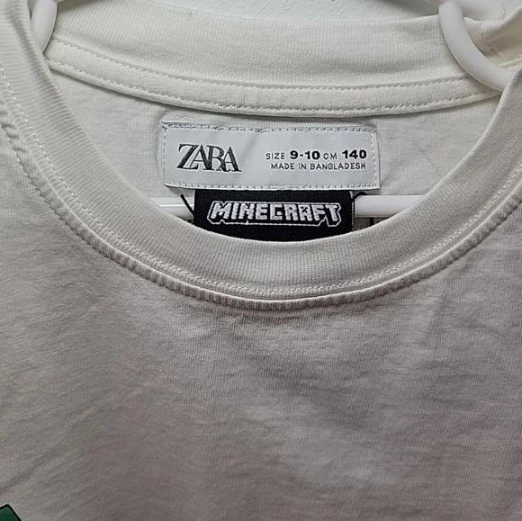 Zara + Minecraft boys size 9-10 white cotton Gamer Long Sleeve T-Shirt - Picture 3 of 3